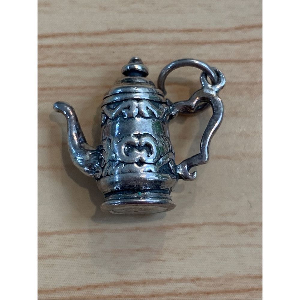 .925 Vintage Coffee Pot Sterling Silver Jewelry Charm
